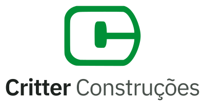 Logo vertical da Critter Construções, versão colorido